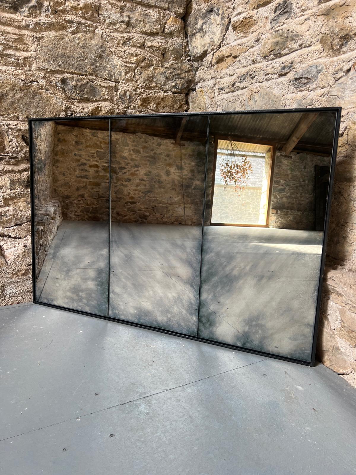 Clouded framed, panelled antiqued mirror - 900 x 600mm - Image 4
