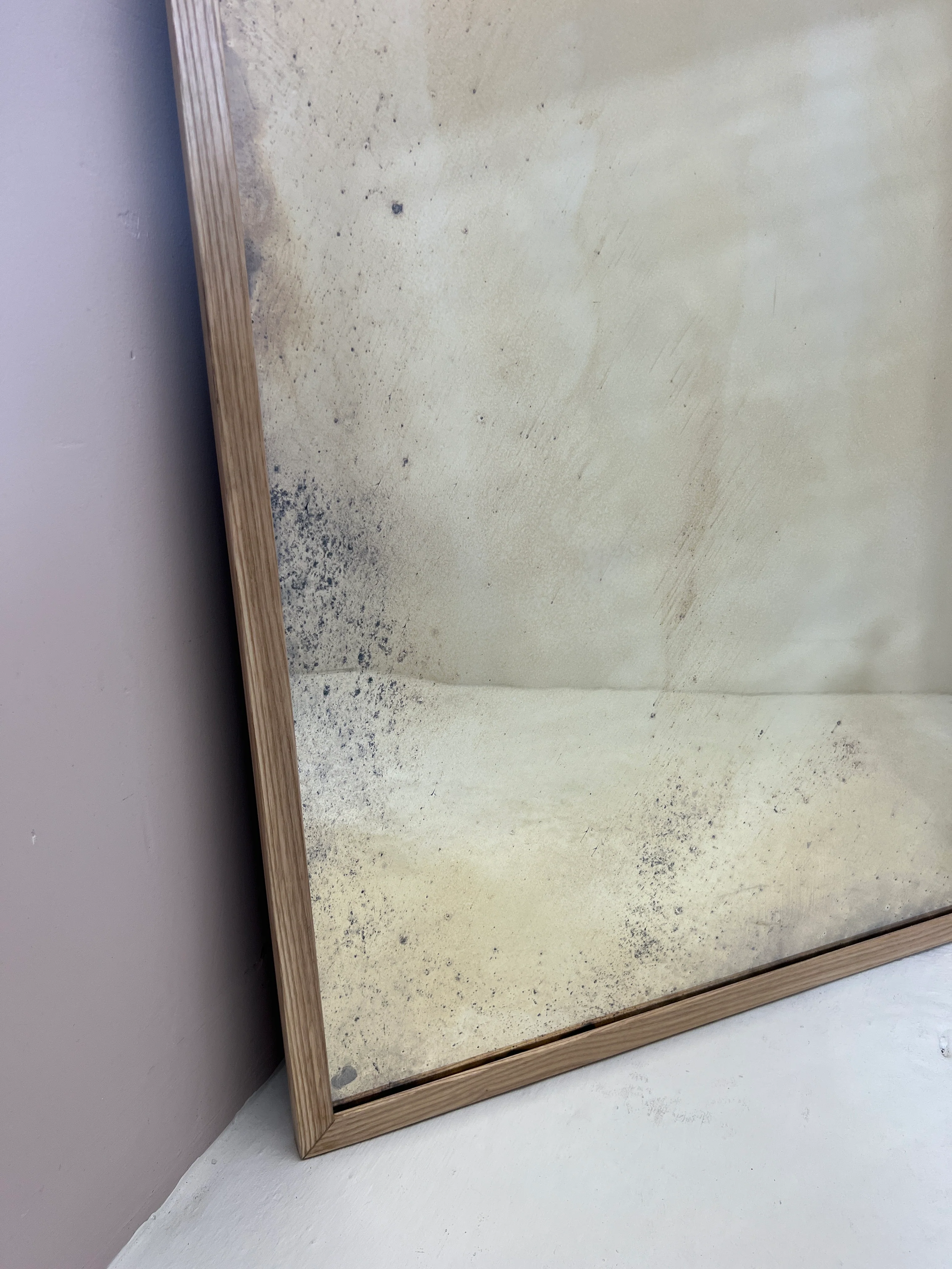 Oak Framed Antiqued Mirror with wobble glass - 770mm x 1020mm - Image 4