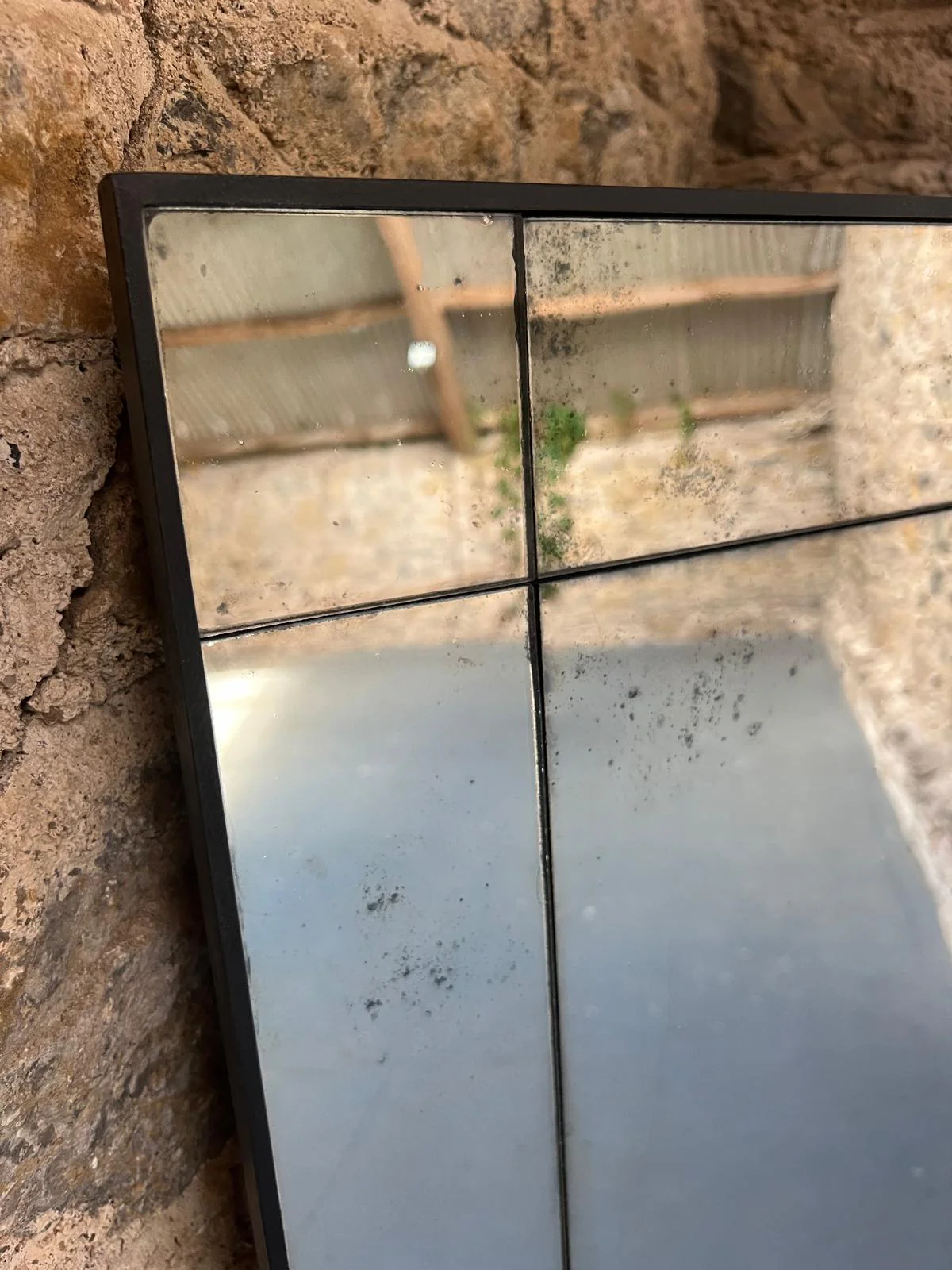 Lightly distressed, large wobble glass mirror - 900 x 1450mm - Image 2