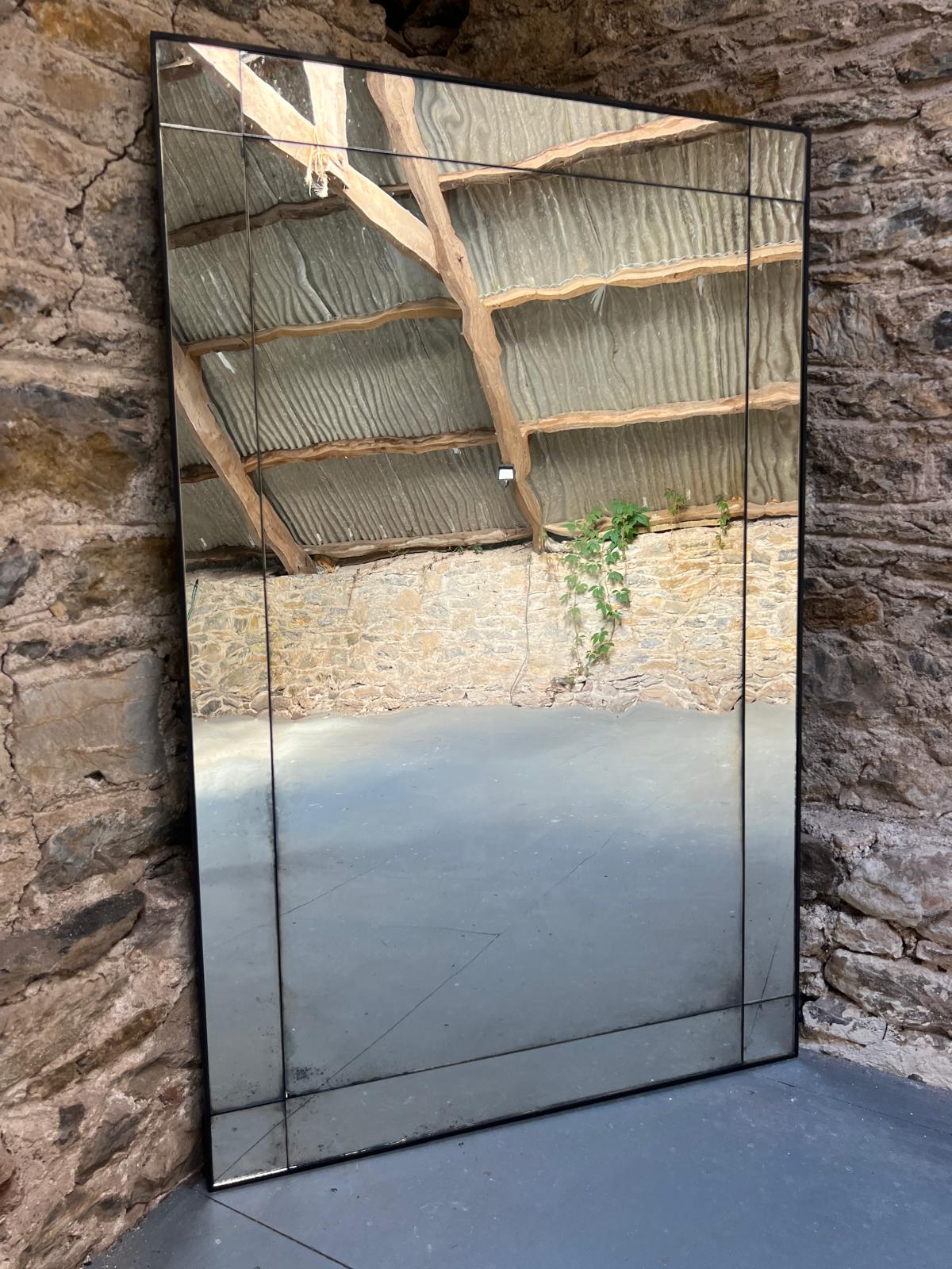Lightly distressed, large wobble glass mirror - 900 x 1450mm - Image 4