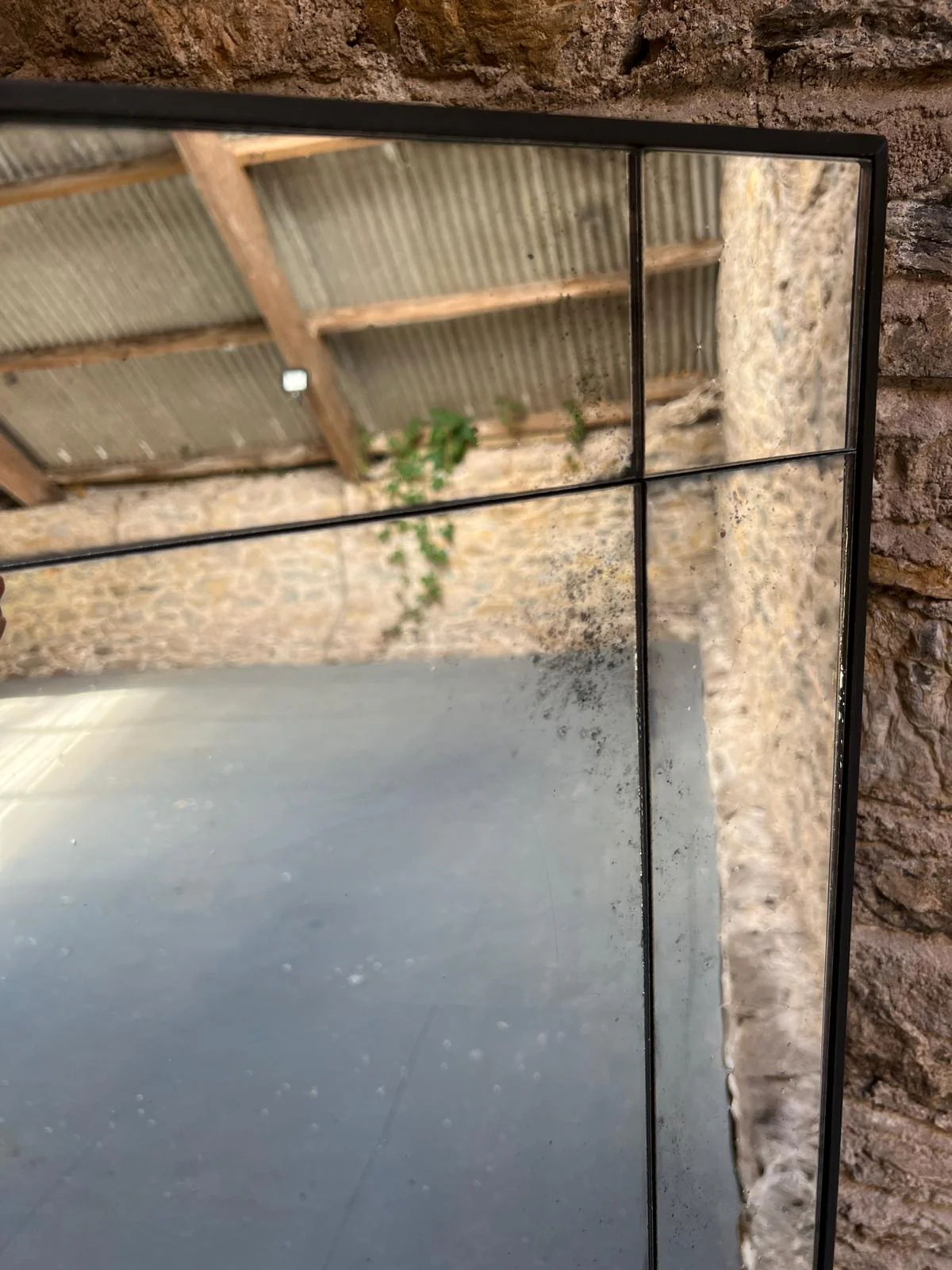 Lightly distressed, large wobble glass mirror - 900 x 1450mm - Image 6