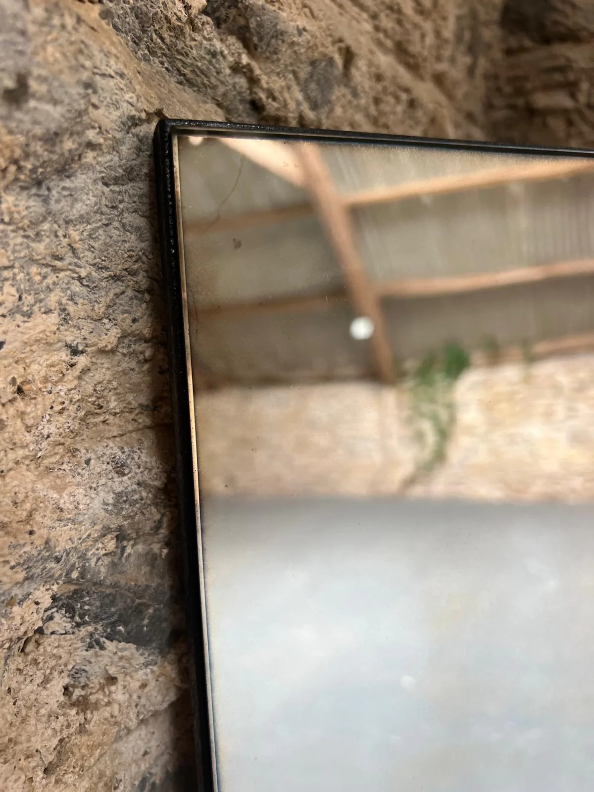 Lightly distressed wobble glass mirror - 460 x 1360mm - Image 2
