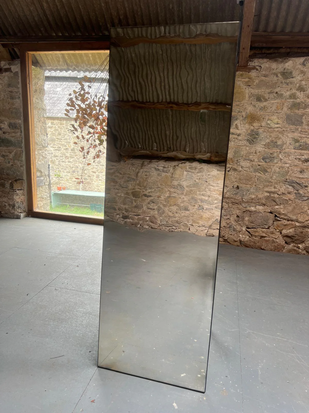 Lightly distressed wobble glass mirror - 460 x 1360mm - Image 4
