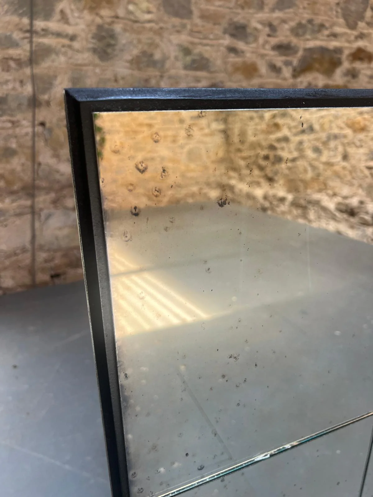 Panelled mirror in warm restoration finish - 670 x 870mm - Image 2