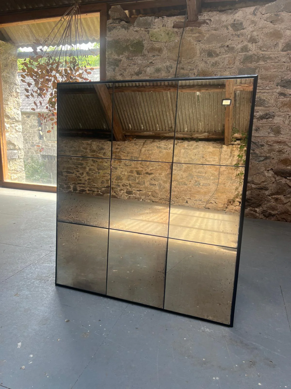 Panelled mirror in warm restoration finish - 670 x 870mm - Image 3