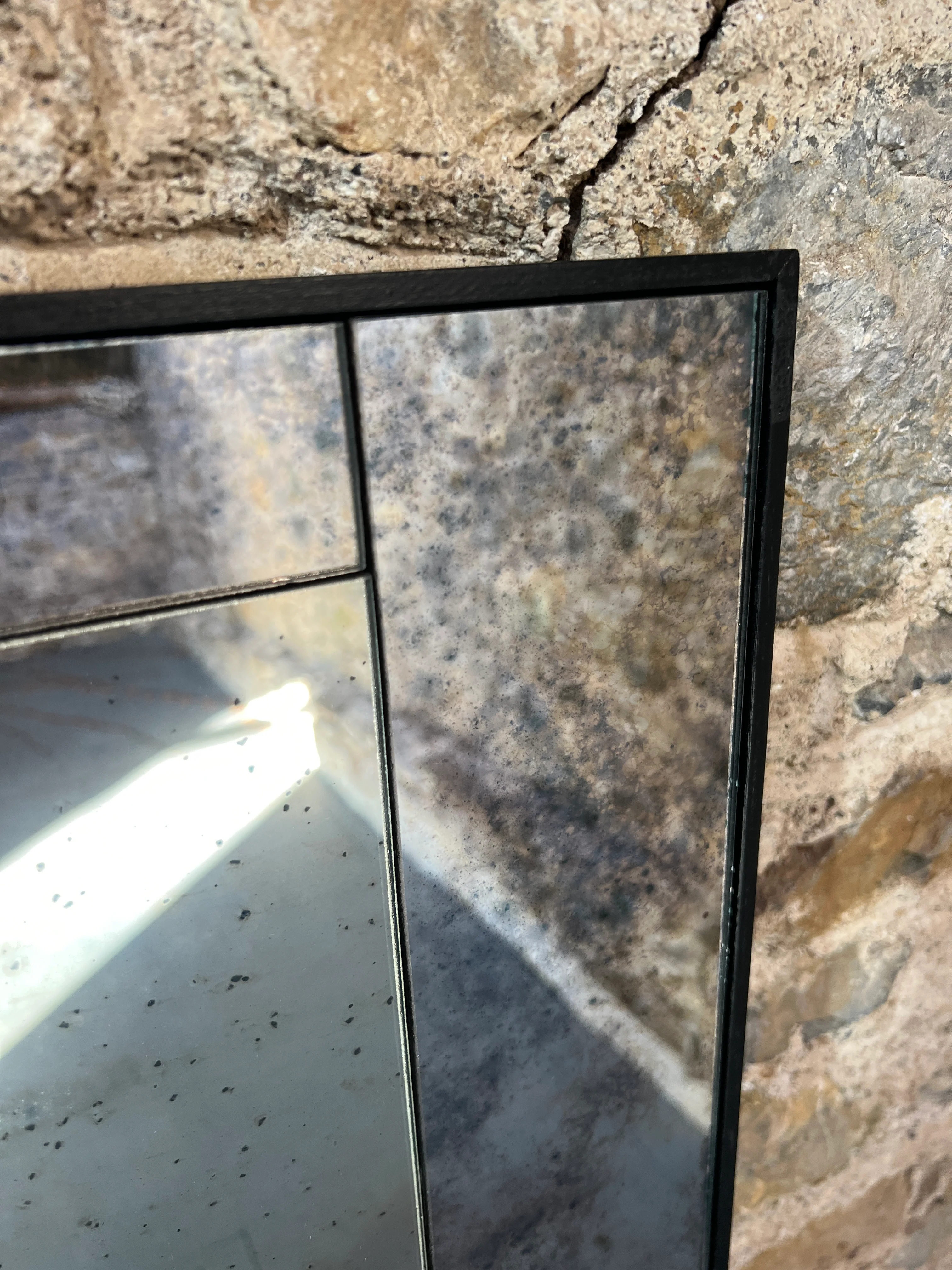 Panelled mixed finish mirror - 506 x 1210mm - Image 2