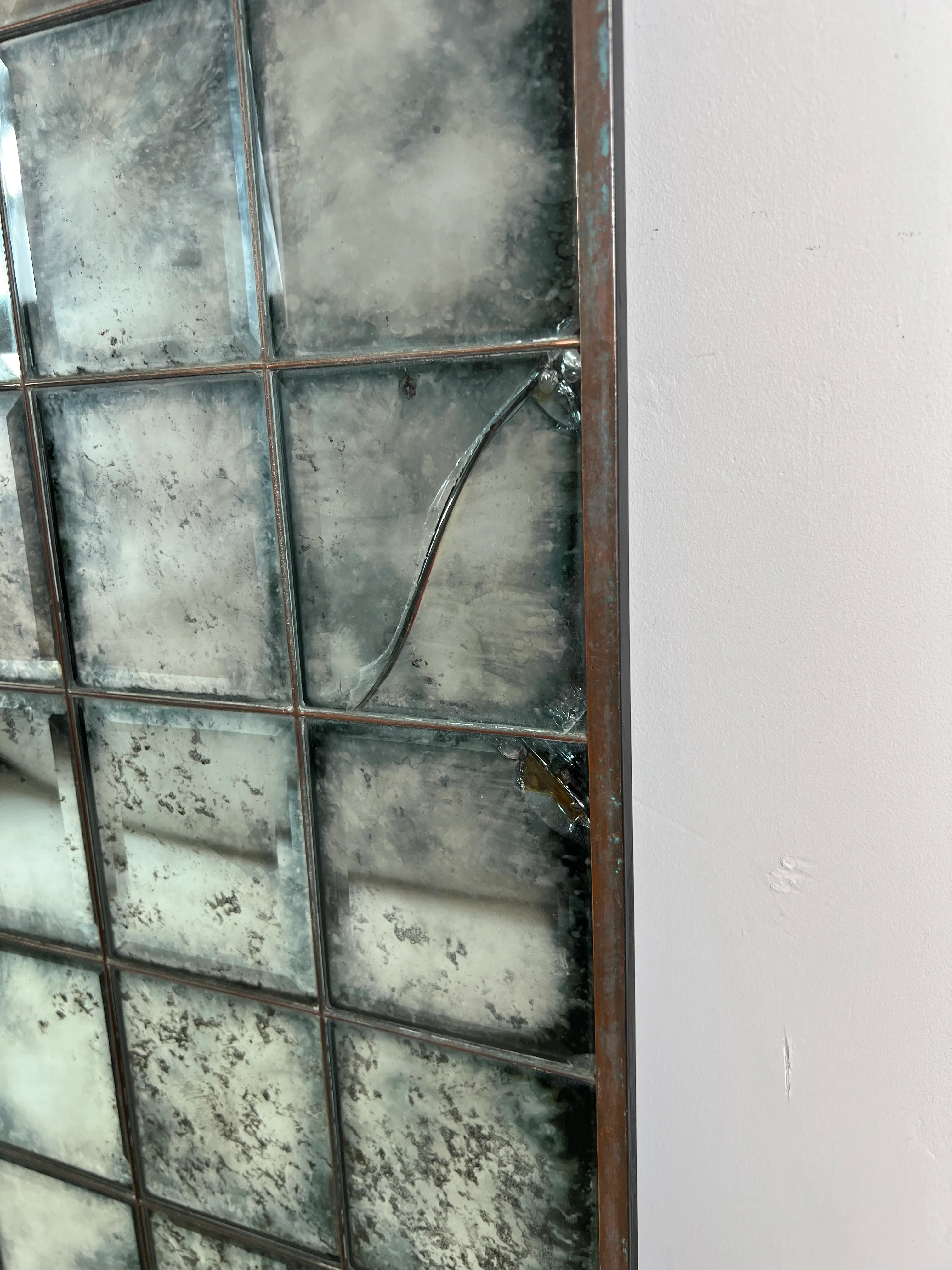 Reclaimed industrial framework, antiqued mirror - 810 x 990mm - Image 2