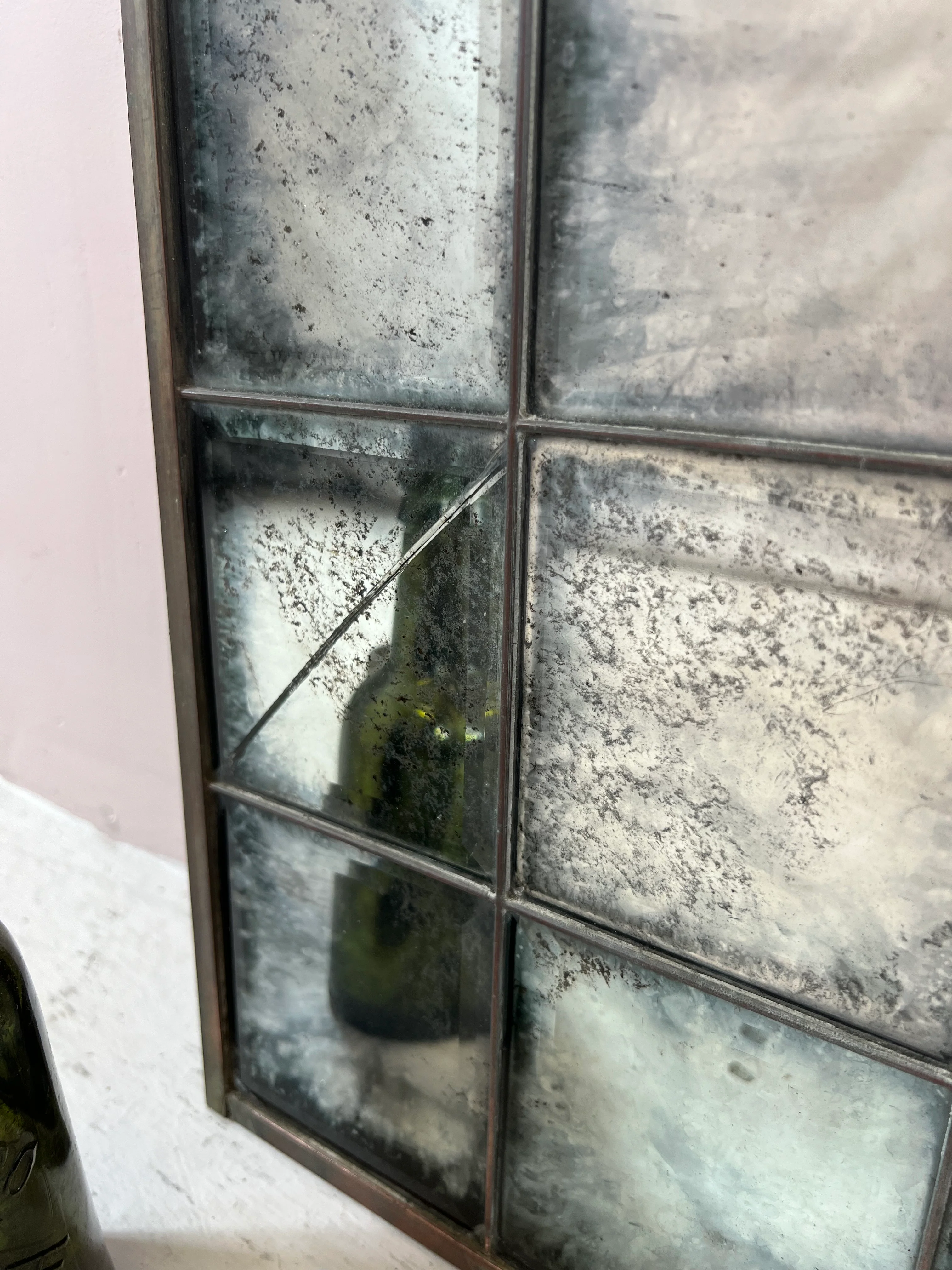 Reclaimed industrial framework, antiqued mirror - 810 x 990mm - Image 4
