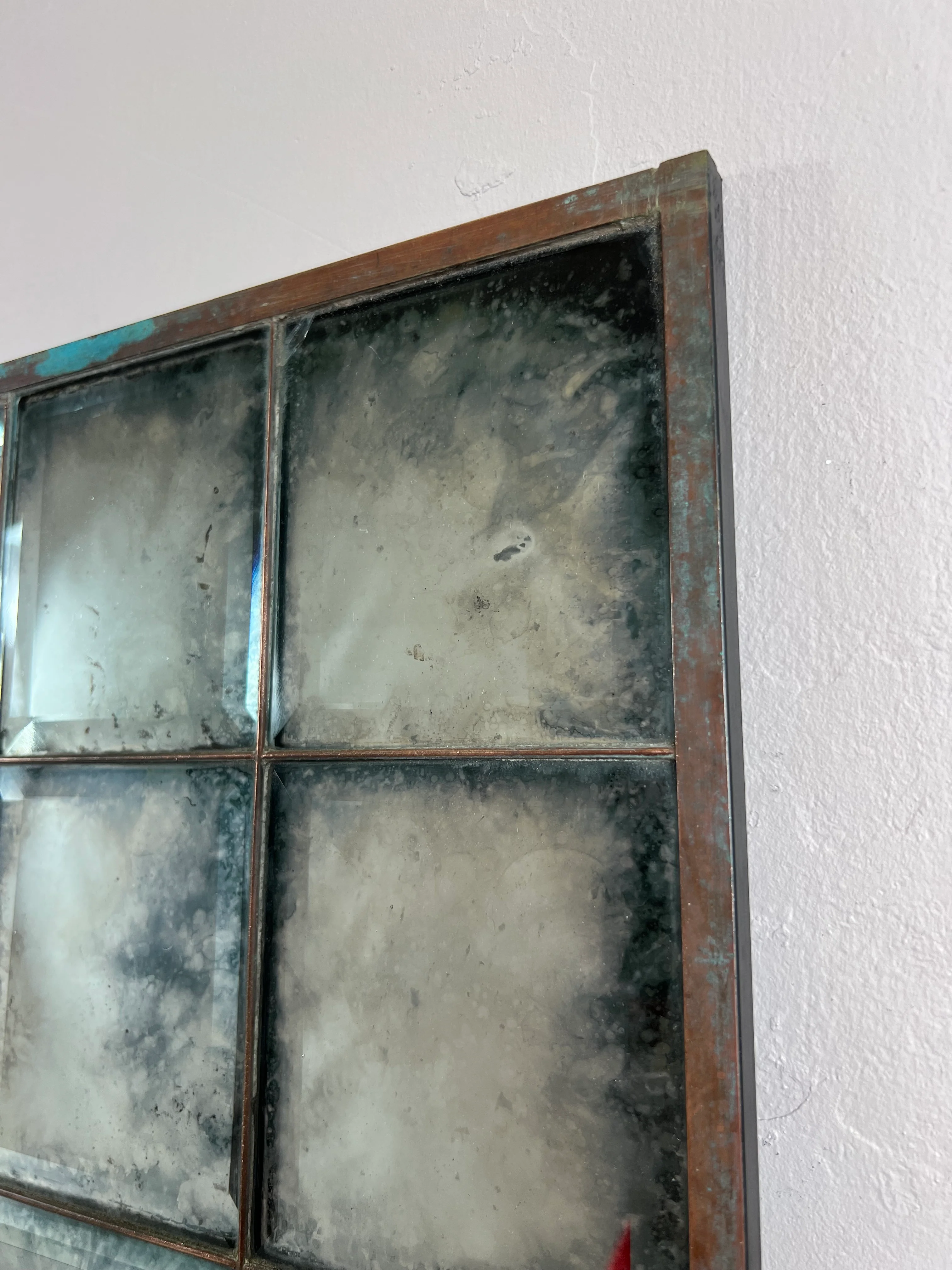 Reclaimed industrial framework, antiqued mirror - 810 x 990mm - Image 5