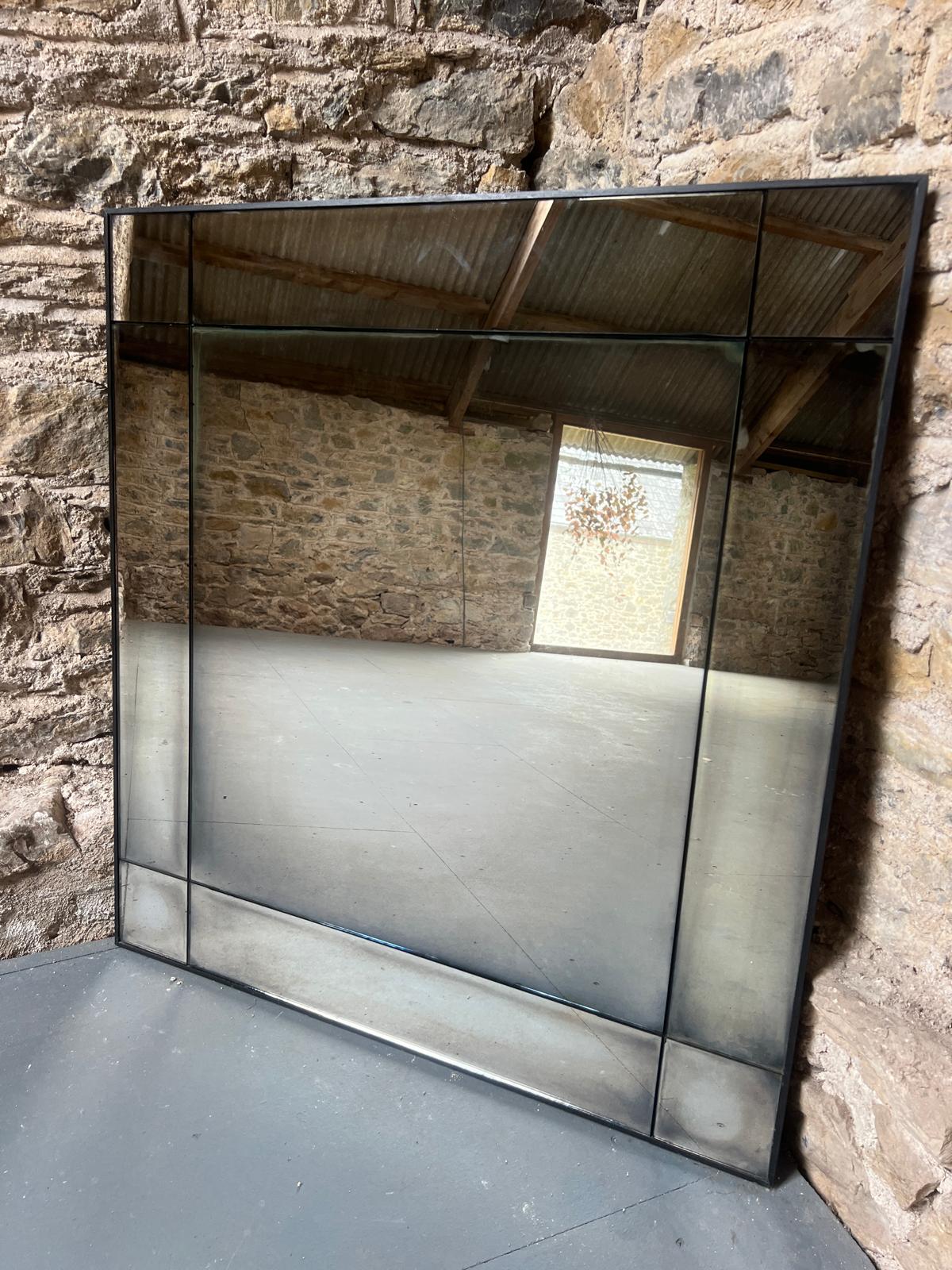 Smoked panelled mirror - 890 x 506mm - Image 4