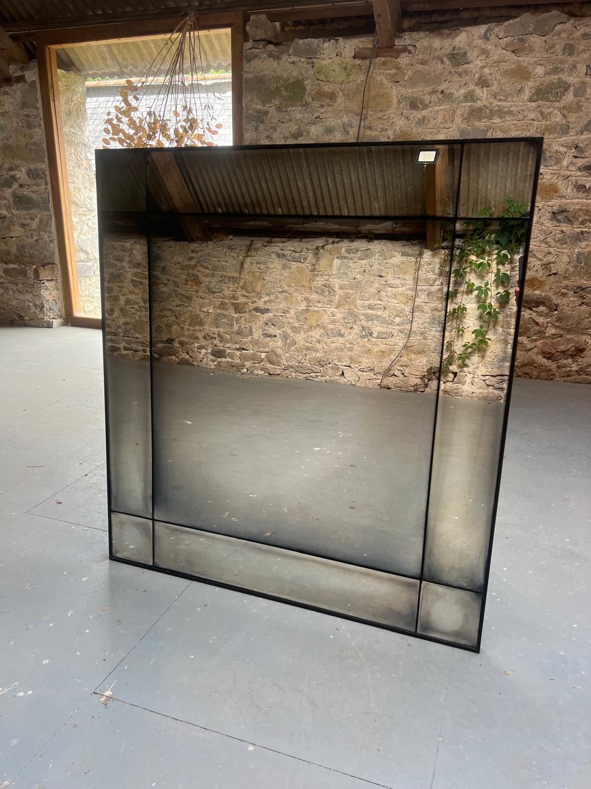 Smoked panelled mirror - 890 x 506mm - Image 5