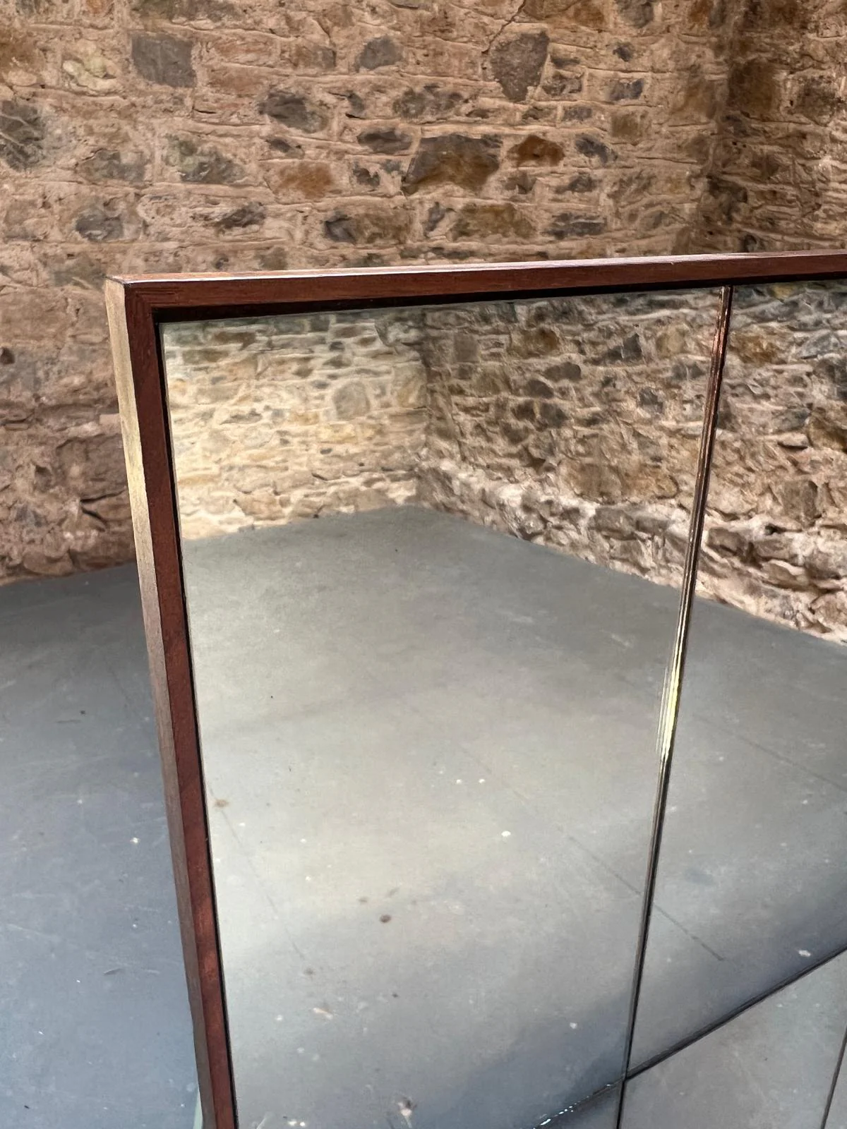 Smoked panelled mirror in walnut frame - 733 x 1050mm - Image 2