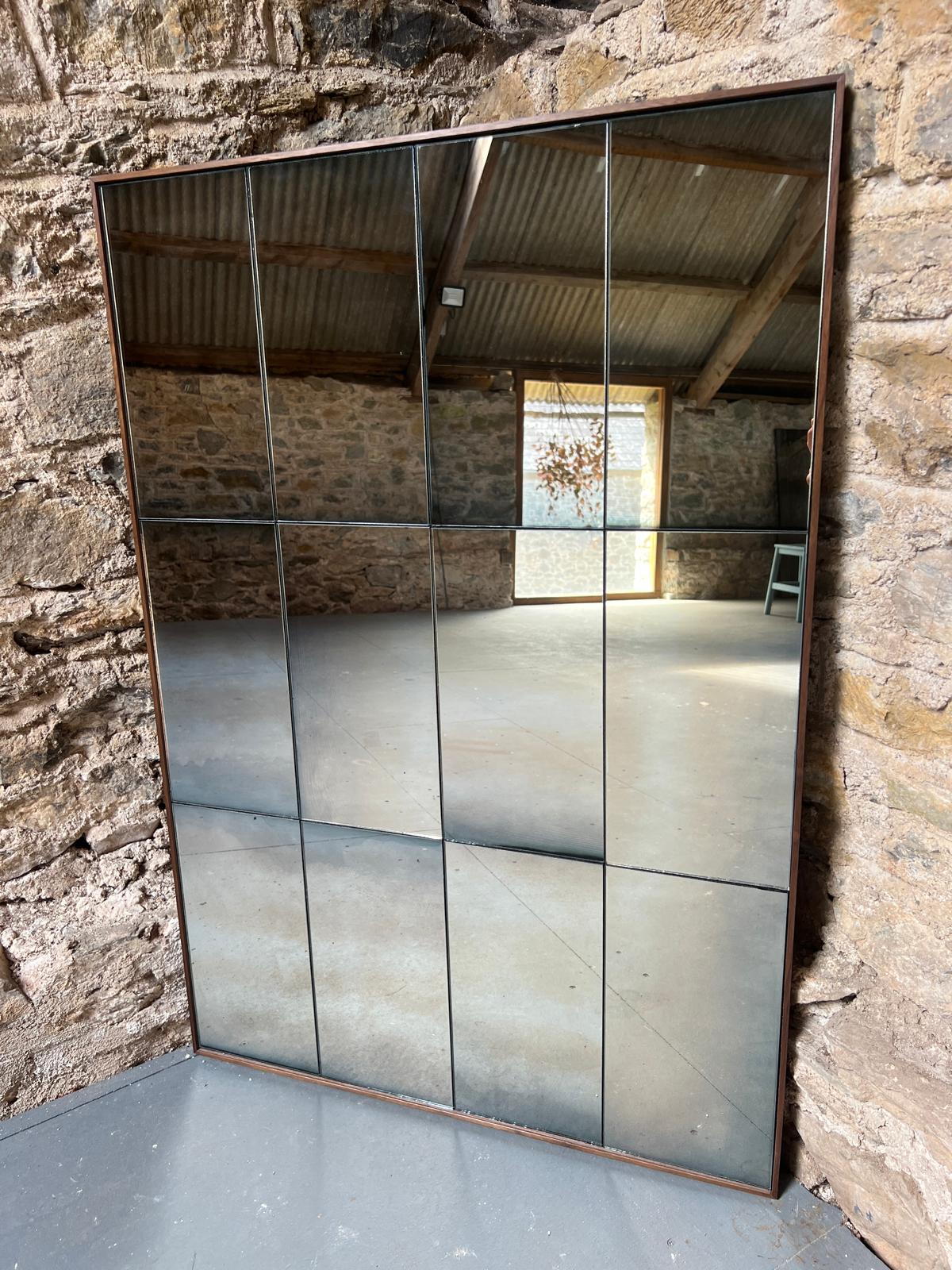 Smoked panelled mirror in walnut frame - 733 x 1050mm - Image 3