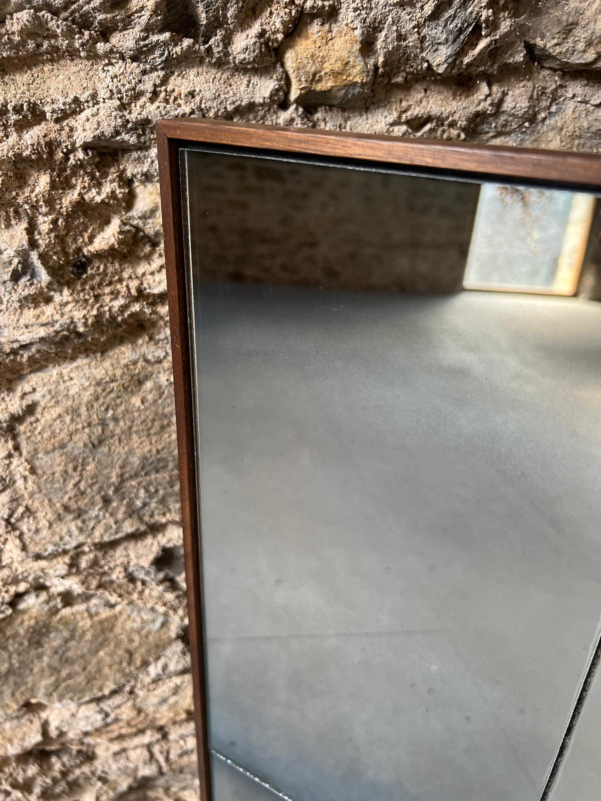 Smoked panelled mirror in walnut frame - 733 x 1050mm - Image 4