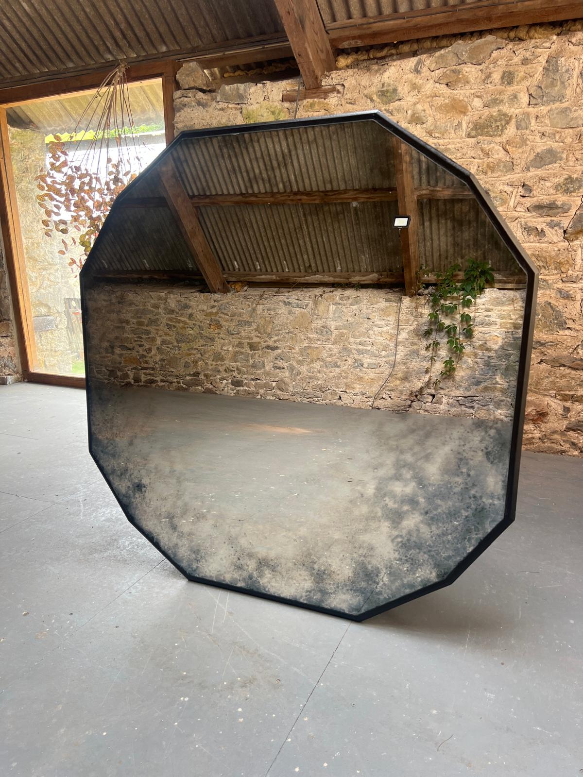 Vintage antiqued mirror dodecahedron - 1170 x 1170mm - Image 3