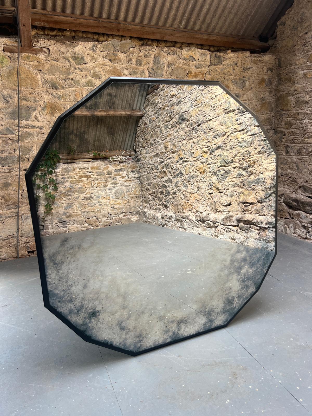 Vintage antiqued mirror dodecahedron - 1170 x 1170mm - Image 5