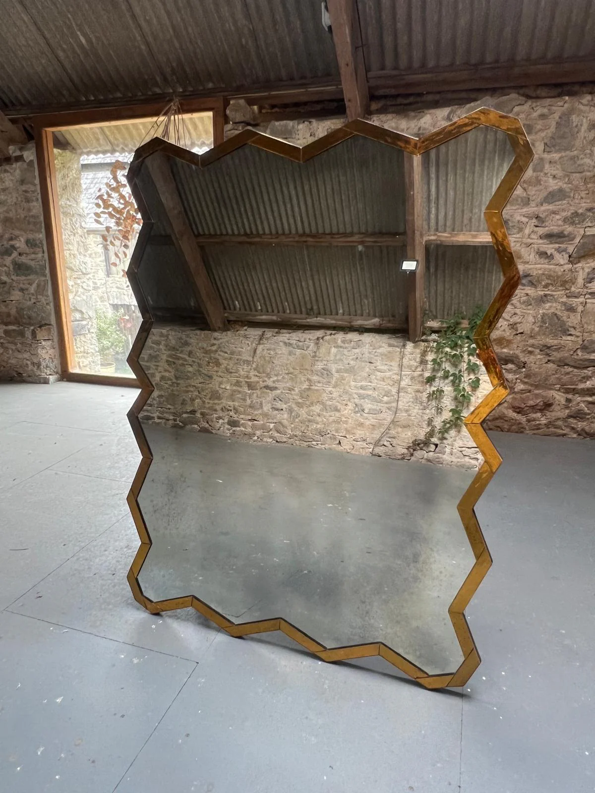 Wobbled, water glass, bordered mirror - 920 x 1220mm - Image 4