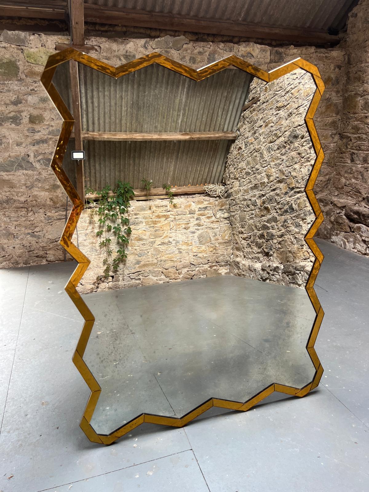 Wobbled, water glass, bordered mirror - 920 x 1220mm - Image 5